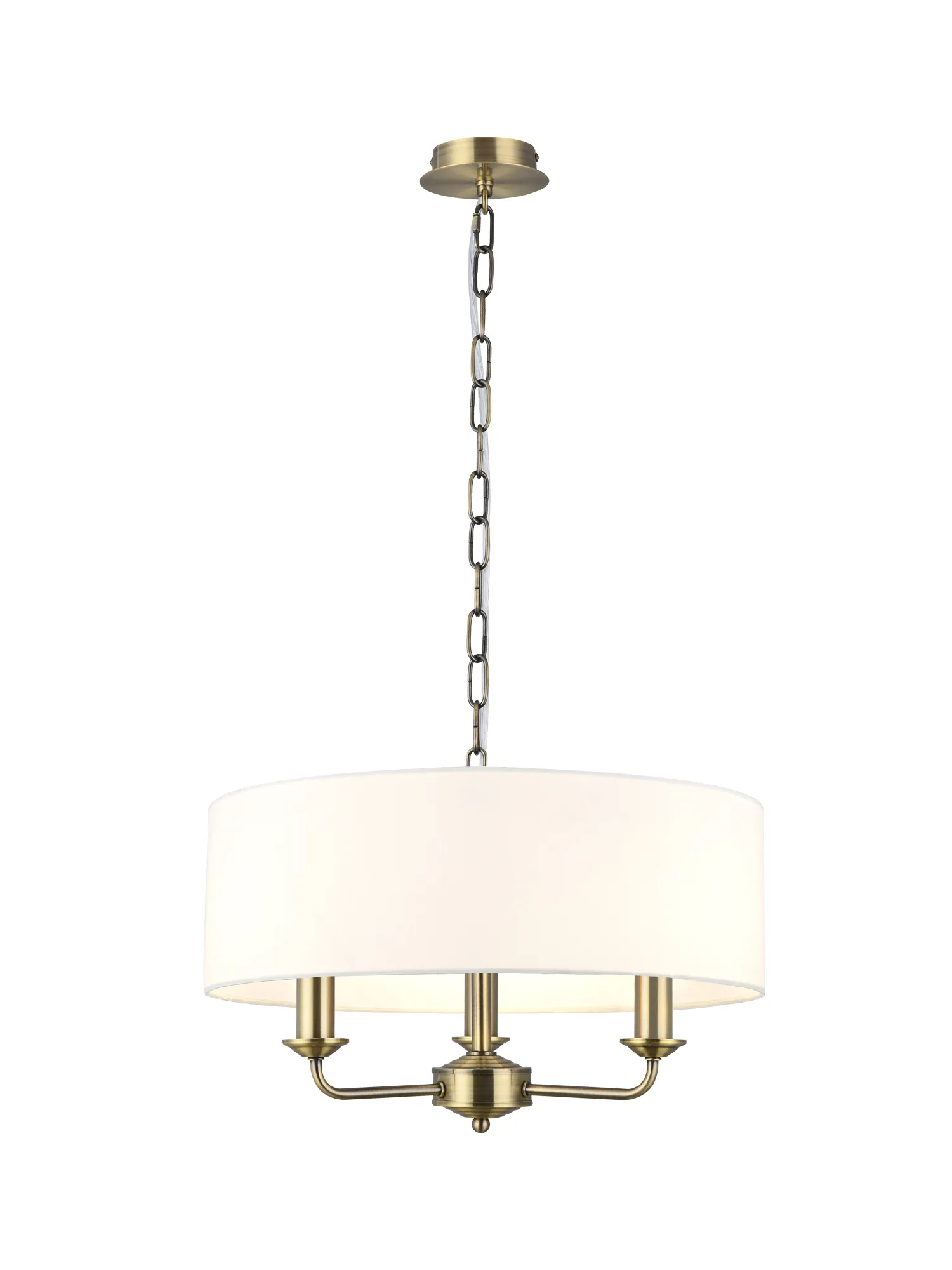 DK0027  Banyan 45cm 3 Light Pendant Antique Brass; White